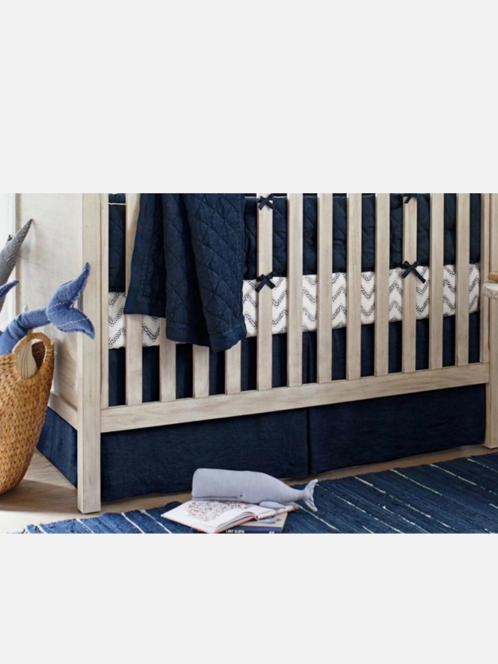 Pottery Barn Kids Navy Linen Crib Skirt